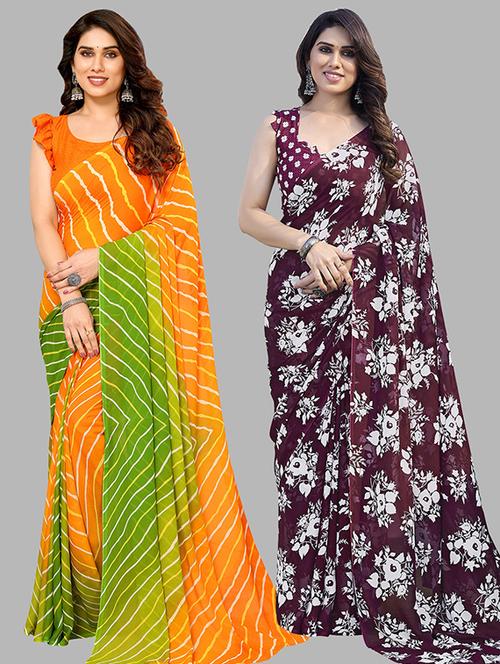 women pack of 2 casual wear combo saree with blouse - 21445752 - Very Small Image - 1