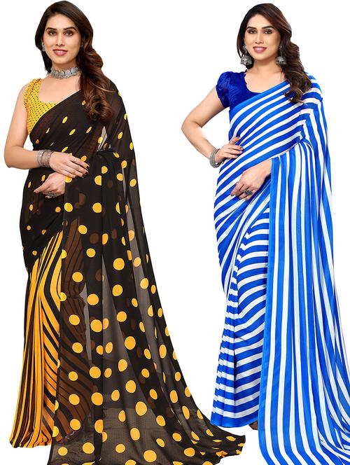 women pack of 2 casual wear combo saree with blouse - 21445753 - Very Small Image - 1