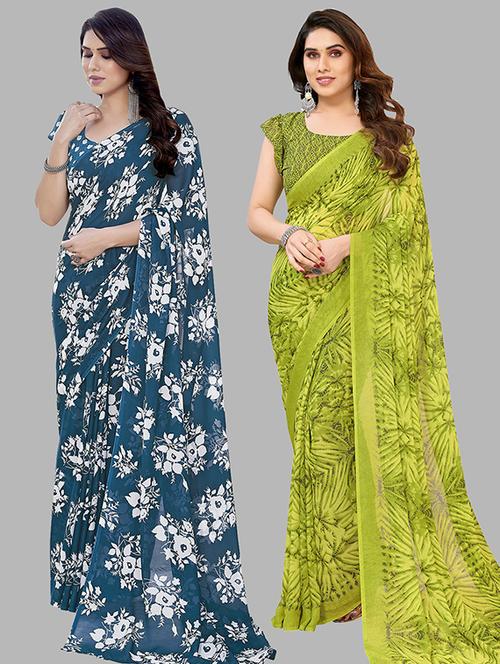 women pack of 2 casual wear combo saree with blouse - 21445758 - Very Small Image - 1