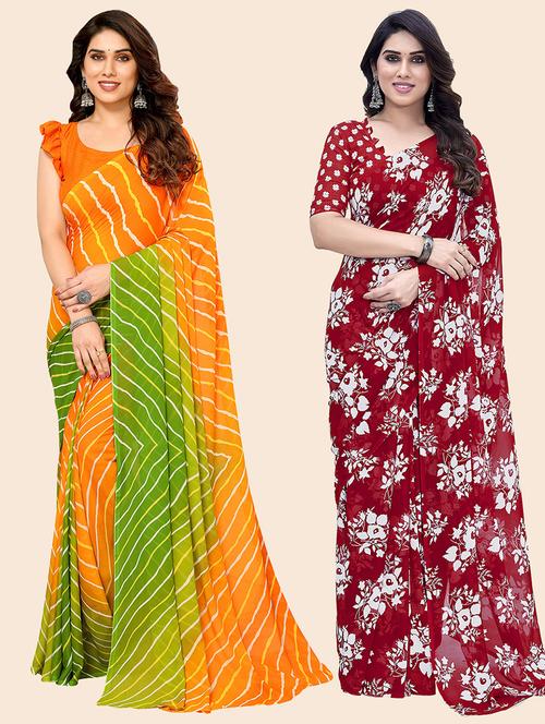 women pack of 2 casual wear combo saree with blouse - 21445770 - Very Small Image - 1