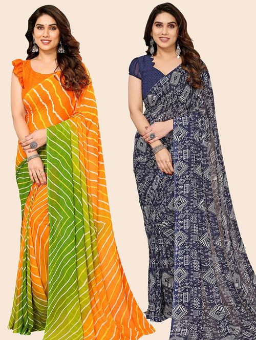 pack of 2 casual wear sarees with blouse - 21445773 - Very Small Image - 1