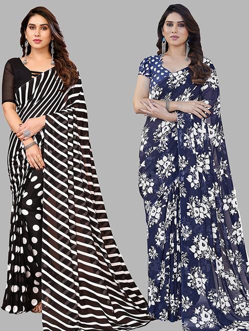 pack of 2 casual wear sarees with blouse - 21445778 - Very Small Image - 1