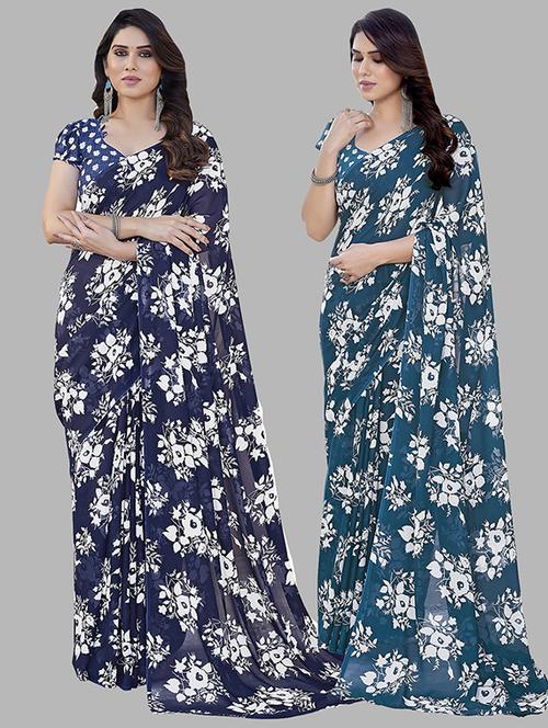 women pack of 2 casual wear combo saree with blouse - 21445783 - Very Small Image - 1