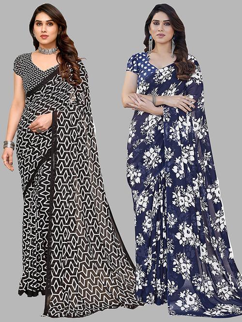 women pack of 2 casual wear combo saree with blouse - 21445785 - Very Small Image - 1