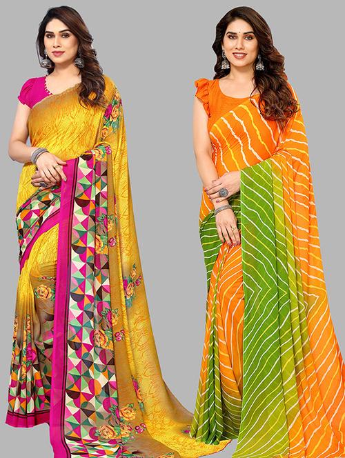 pack of 2 casual wear sarees with blouse - 21445789 - Very Small Image - 1