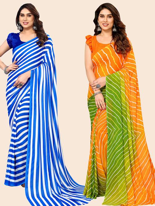 women pack of 2 casual wear combo saree with blouse - 21445791 - Very Small Image - 1