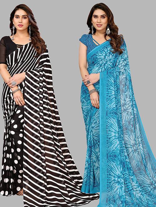 women pack of 2 casual wear combo saree with blouse - 21445797 - Very Small Image - 1