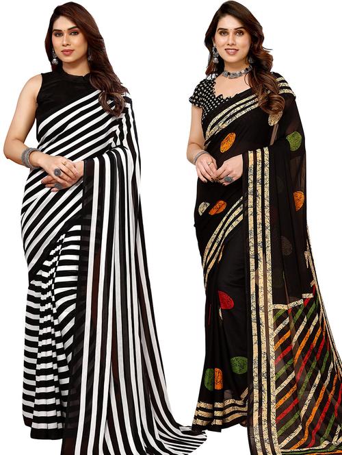 women pack of 2 casual wear combo saree with blouse - 21445812 - Very Small Image - 1