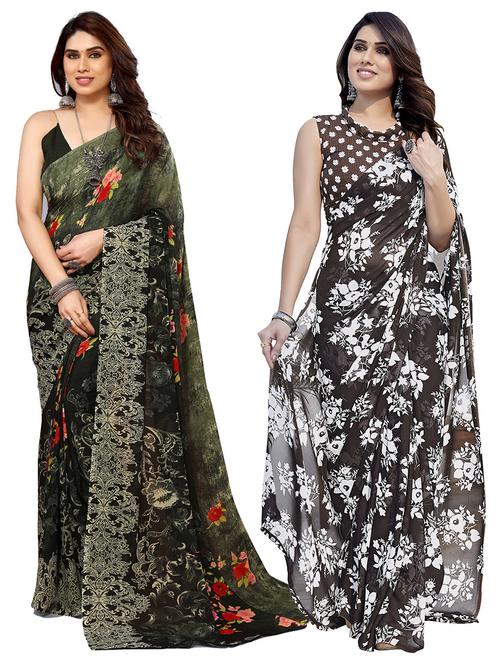 pack of 2 casual wear sarees with blouse - 21445818 - Very Small Image - 1