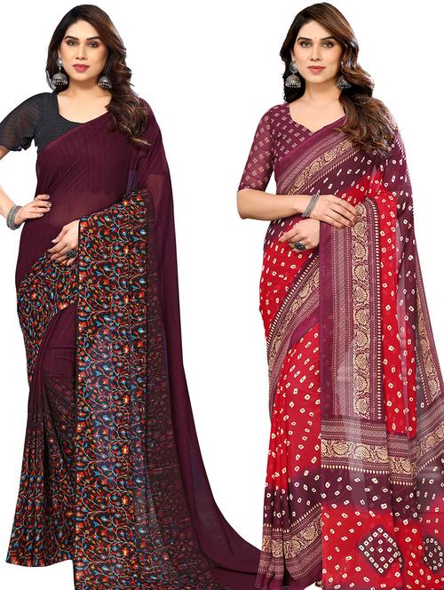 women pack of 2 casual wear combo saree with blouse - 21445820 - Very Small Image - 1