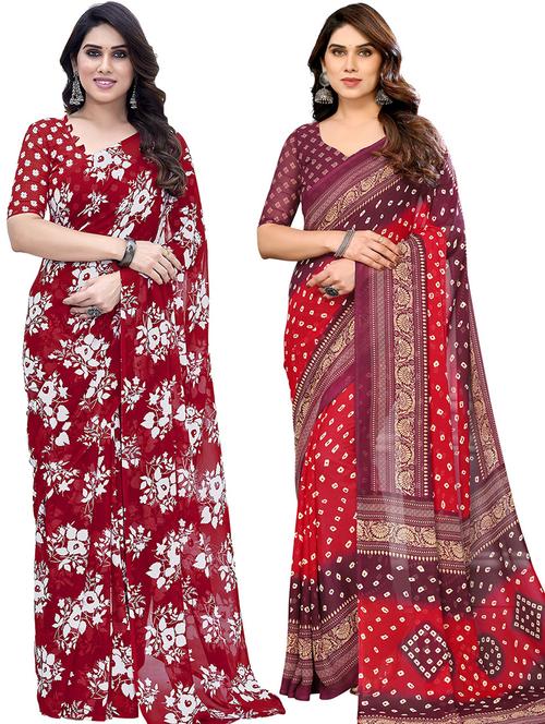 pack of 2 casual wear sarees with blouse - 21445824 - Very Small Image - 1