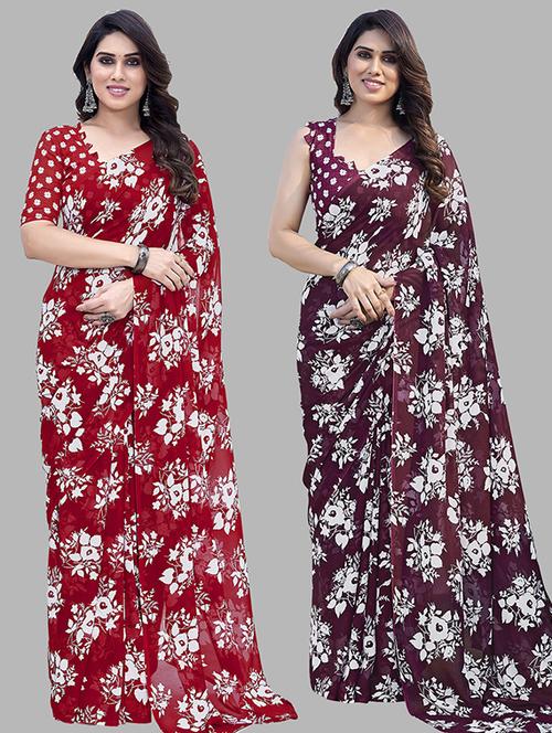 women pack of 2 casual wear combo saree with blouse - 21445830 - Very Small Image - 1