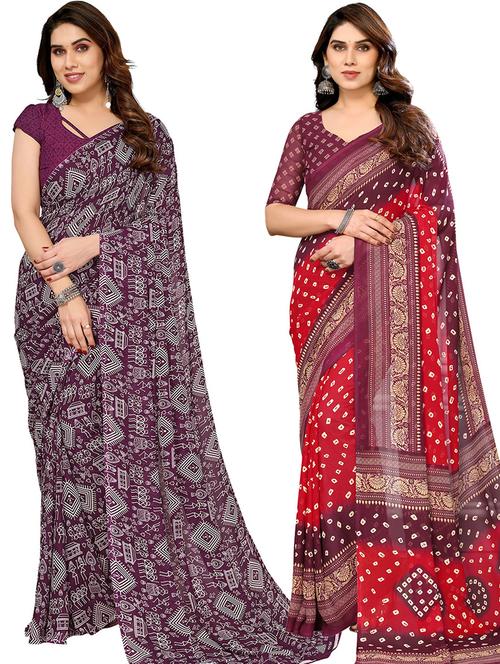 women pack of 2 casual wear combo saree with blouse - 21445832 - Very Small Image - 1