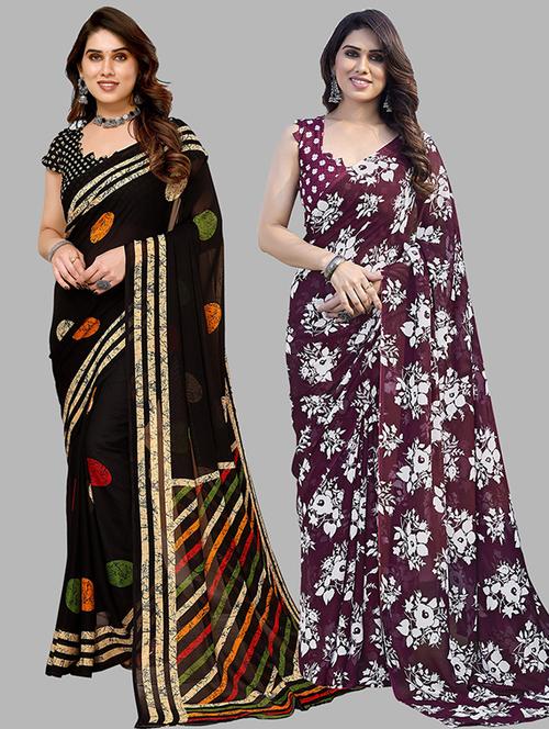 women pack of 2 casual wear combo saree with blouse - 21445837 - Very Small Image - 1