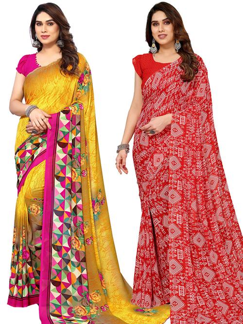 women pack of 2 casual wear combo saree with blouse - 21445840 - Very Small Image - 1