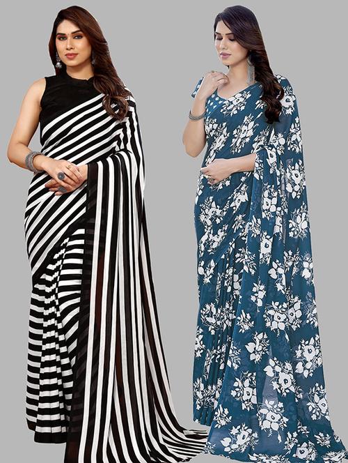 women pack of 2 casual wear combo saree with blouse - 21445842 - Very Small Image - 1