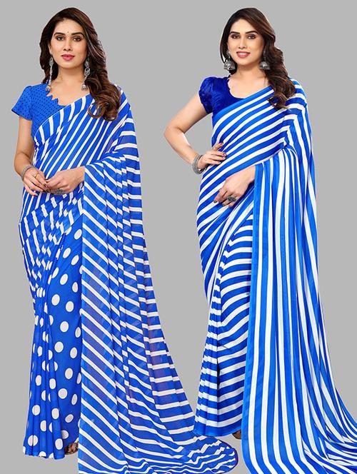 pack of 2 printed casual wear sarees with blouse - 21445848 - Very Small Image - 1