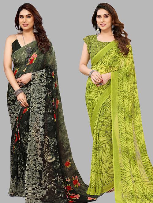 women pack of 2 casual wear combo saree with blouse - 21445850 - Very Small Image - 1