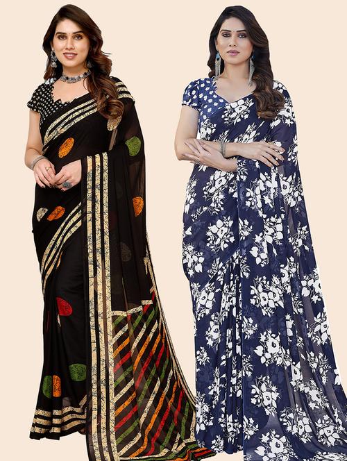 pack of 2 casual wear combo sarees with blouse - 21445851 - Very Small Image - 1