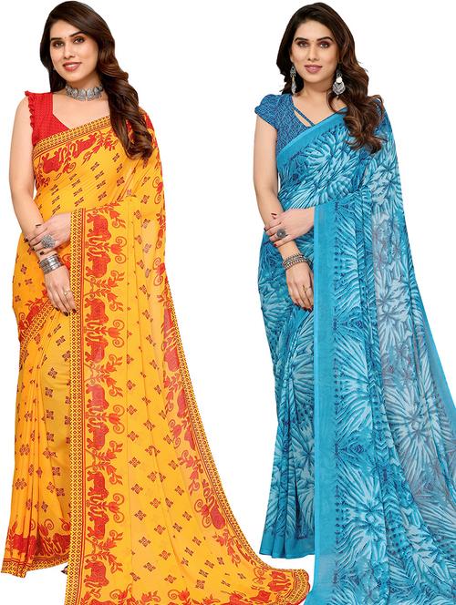 women pack of 2 casual wear combo saree with blouse - 21445863 - Very Small Image - 1