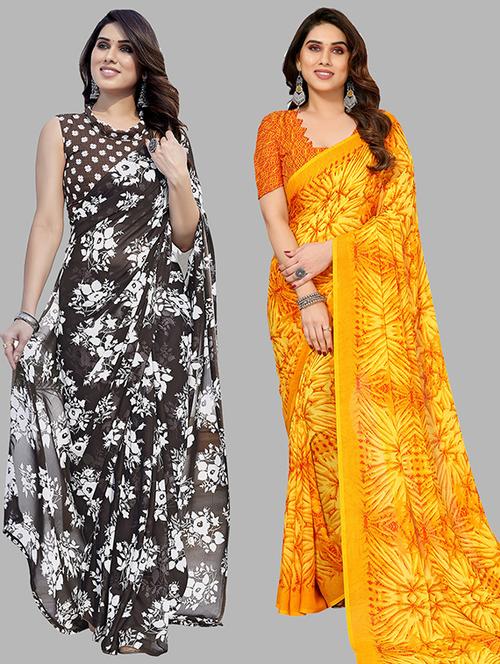 pack of 2 casual wear sarees with blouse - 21445865 - Very Small Image - 1