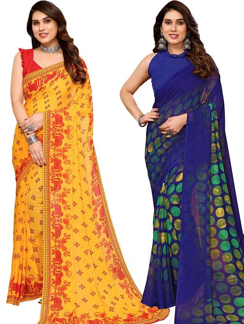 women pack of 2 casual wear combo saree with blouse - 21445870 - Very Small Image - 1