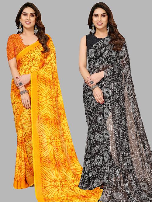 women pack of 2 casual wear combo saree with blouse - 21445876 - Very Small Image - 1