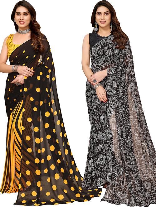 pack of 2 casual wear sarees with blouse - 21445878 - Very Small Image - 1