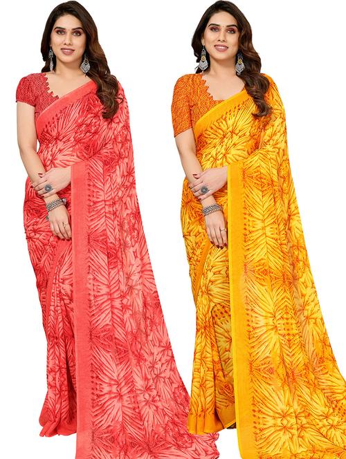 women pack of 2 casual wear combo saree with blouse - 21445879 - Very Small Image - 1