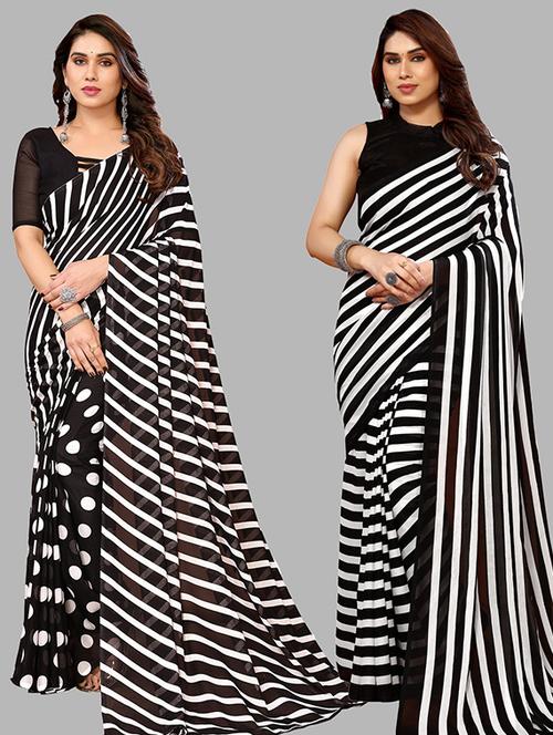 women pack of 2 casual wear combo saree with blouse - 21445885 - Very Small Image - 1