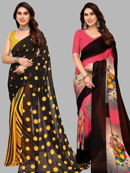 women pack of 2 casual wear combo saree with blouse - 21445886 - Very Small Image - 1