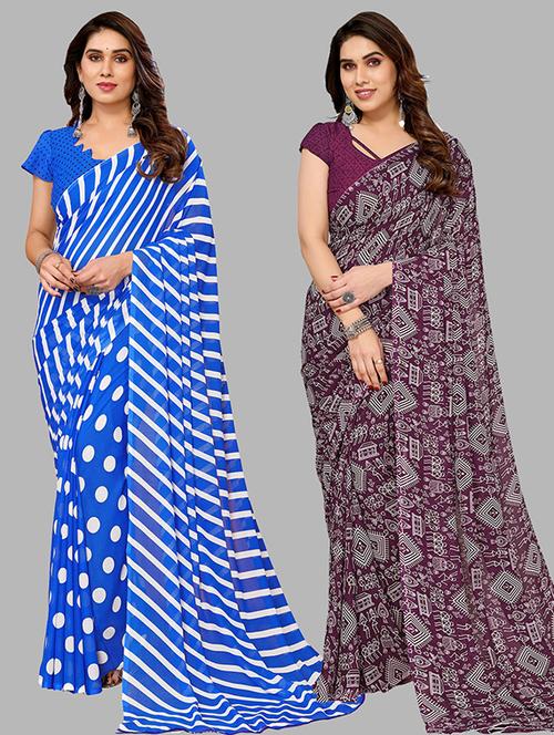 women pack of 2 casual wear combo saree with blouse - 21445909 - Very Small Image - 1