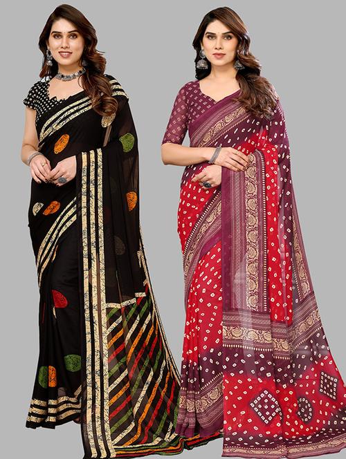 women pack of 2 casual wear combo saree with blouse - 21445911 - Very Small Image - 1