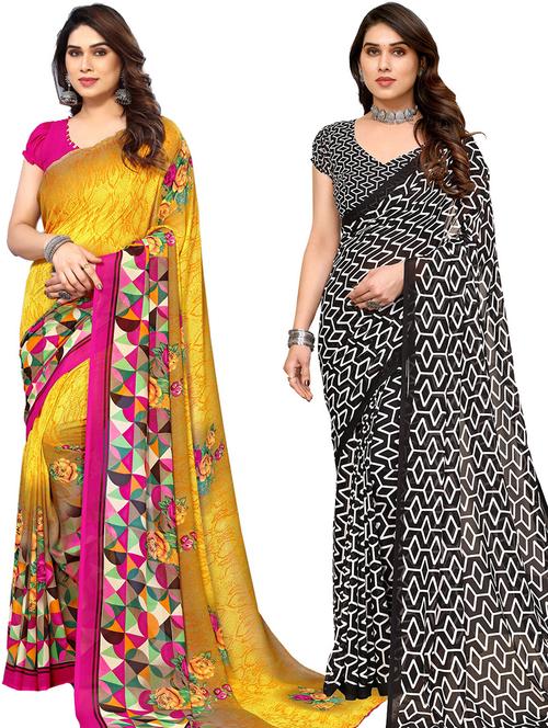 women pack of 2 casual wear combo saree with blouse - 21445913 - Very Small Image - 1