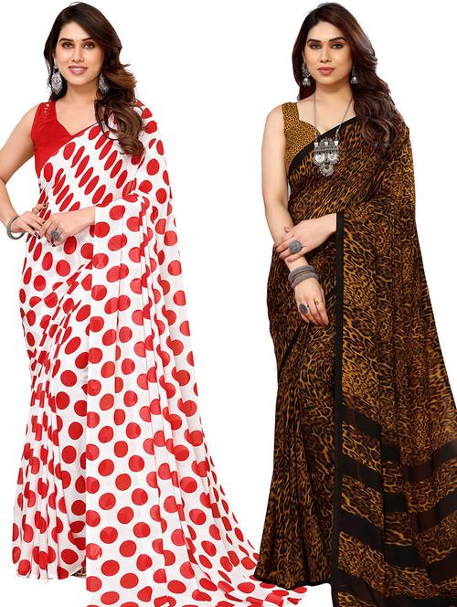 pack of 2 casual wear sarees with blouse - 21445914 - Very Small Image - 1