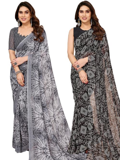 women pack of 2 casual wear combo saree with blouse - 21445915 - Very Small Image - 1