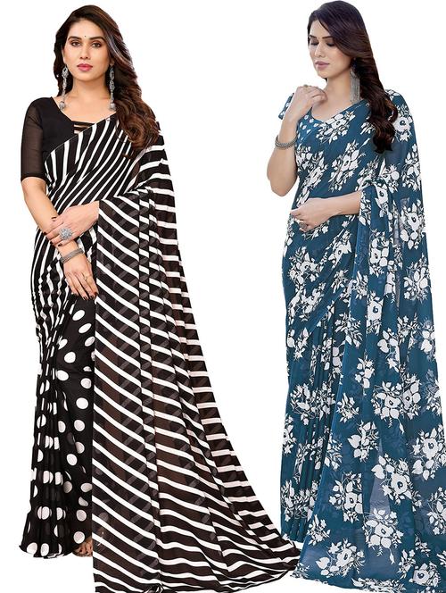 women pack of 2 casual wear combo saree with blouse - 21445918 - Very Small Image - 1