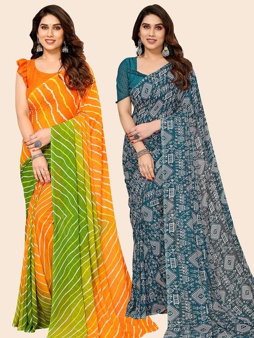 women pack of 2 casual wear combo saree with blouse - 21445928 - Very Small Image - 1