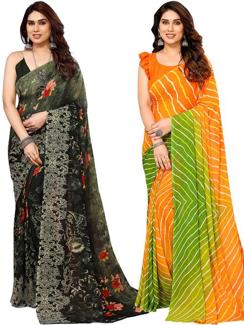 pack of 2 casual wear sarees with blouse - 21445932 - Very Small Image - 1