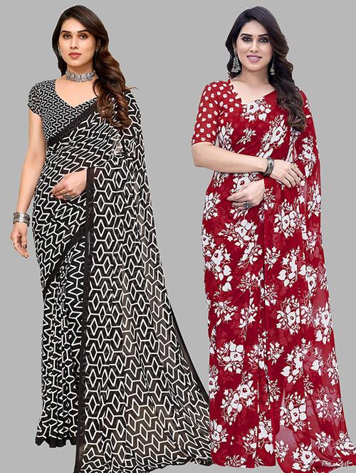women pack of 2 casual wear combo saree with blouse - 21445933 - Very Small Image - 1