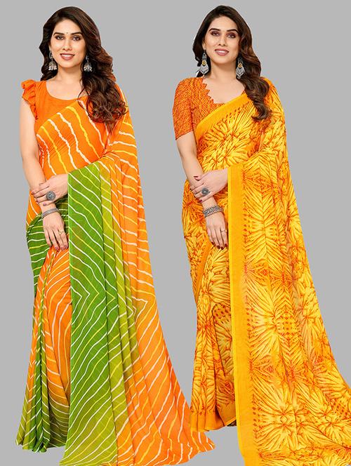 pack of 2 casual wear combo sarees with blouse - 21445942 - Very Small Image - 1