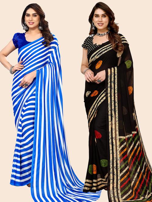 women pack of 2 casual wear combo saree with blouse - 21445944 - Very Small Image - 1