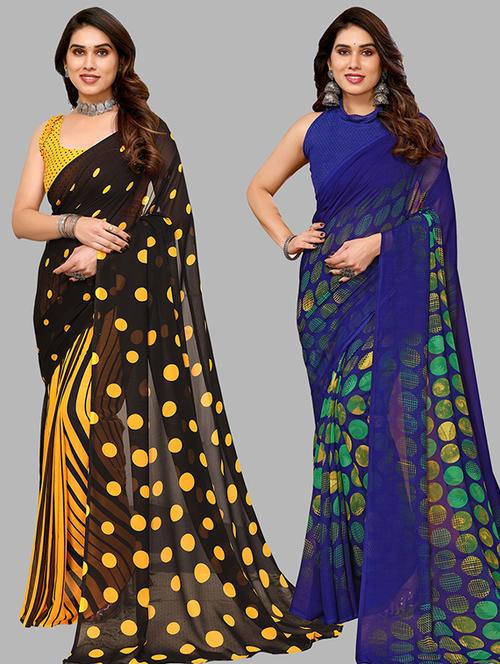pack of 2 printed casual wear sarees with blouse - 21445946 - Very Small Image - 1