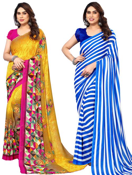 pack of 2 casual wear sarees with blouse - 21445952 - Very Small Image - 1