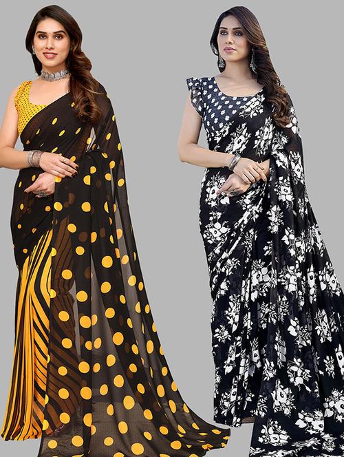 women pack of 2 casual wear combo sarees with blouse - 21445959 - Very Small Image - 1