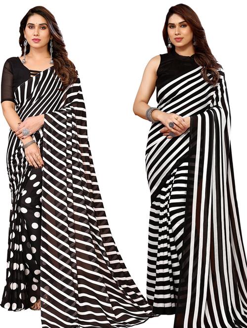 pack of 2 casual wear sarees with blouse - 21445961 - Very Small Image - 1