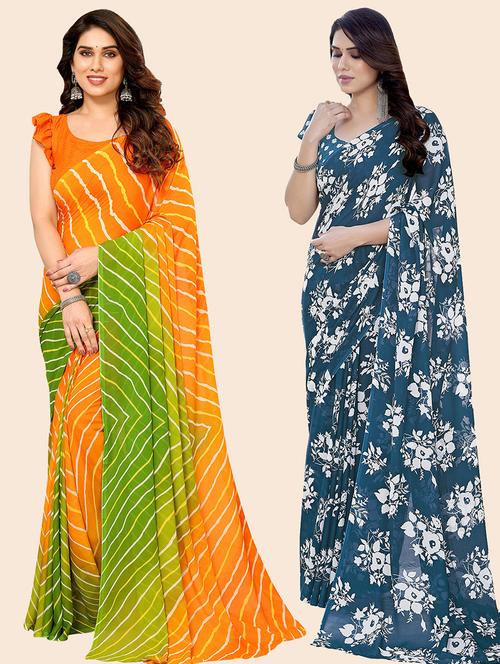 women pack of 2 casual wear combo sarees with blouse - 21445967 - Very Small Image - 1