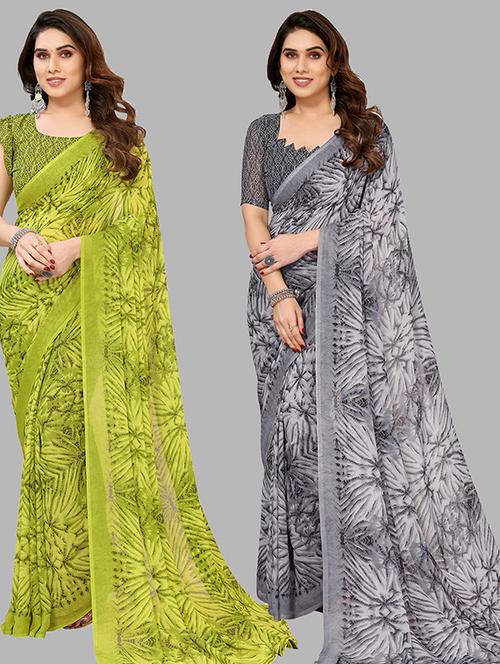 women pack of 2 casual wear combo saree with blouse - 21445976 - Very Small Image - 1
