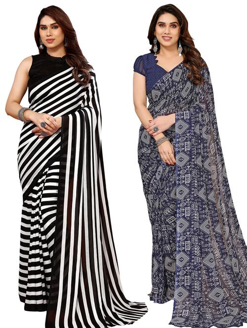 women pack of 2 casual wear combo sarees with blouse - 21445977 - Very Small Image - 1