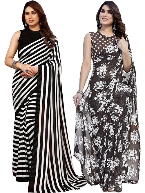 pack of 2 casual wear combo sarees with blouse - 21445979 - Very Small Image - 1